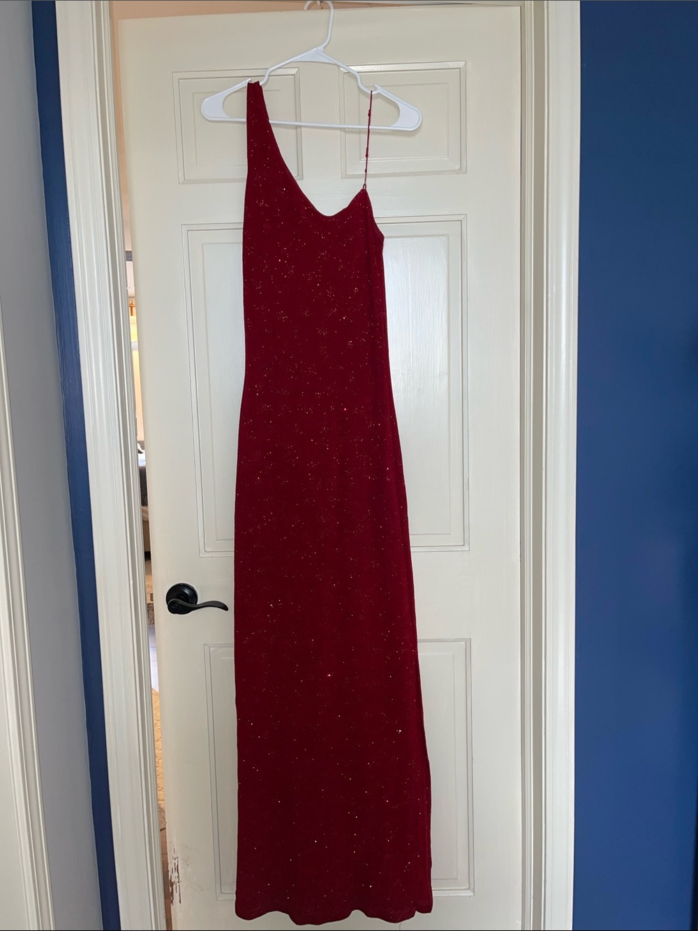 Red One-Shoulder Dress with beaded strap